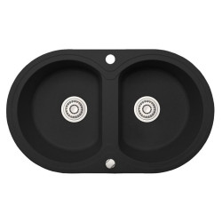 Laveo Dafne zlewozmywak granitowy czarny 470x780 2-komorowy