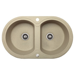 Laveo Dafne zlewozmywak granitowy beżowy 470x780 2-komorowy