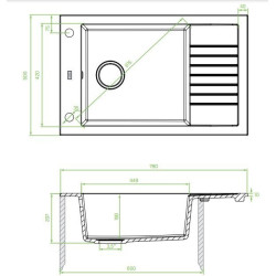 Laveo Pionier zlewozmywak granitowy beżowy 500x780 1-komorowy