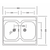 Kuchinox 60 zlewozmywak stalowy nakładany gładki 600x800 2-komorowy