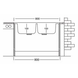 Kuchinox 60 zlewozmywak stalowy nakładany gładki 600x800 2-komorowy