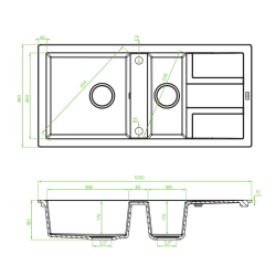 Laveo Barbados zlewozmywak granitowy beżowy 480x100