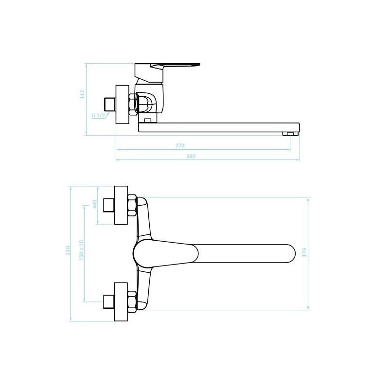 Kuchinox Fresno bateria zlewozmywakowa ścienna chrom
