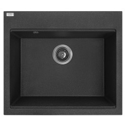 Laveo Tau zlewozmywak granitowy czarny 500x570 1-komorowy