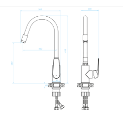 Kuchinox Elza bateria zlewozmywakowa stojąca czarna