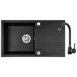 Laveo Barbados zlewozmywak granitowy czarna 440x760 1-komorowy