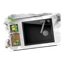 Laveo Grenada zlewozmywak granitowy czarna 480x600 1-komorowy