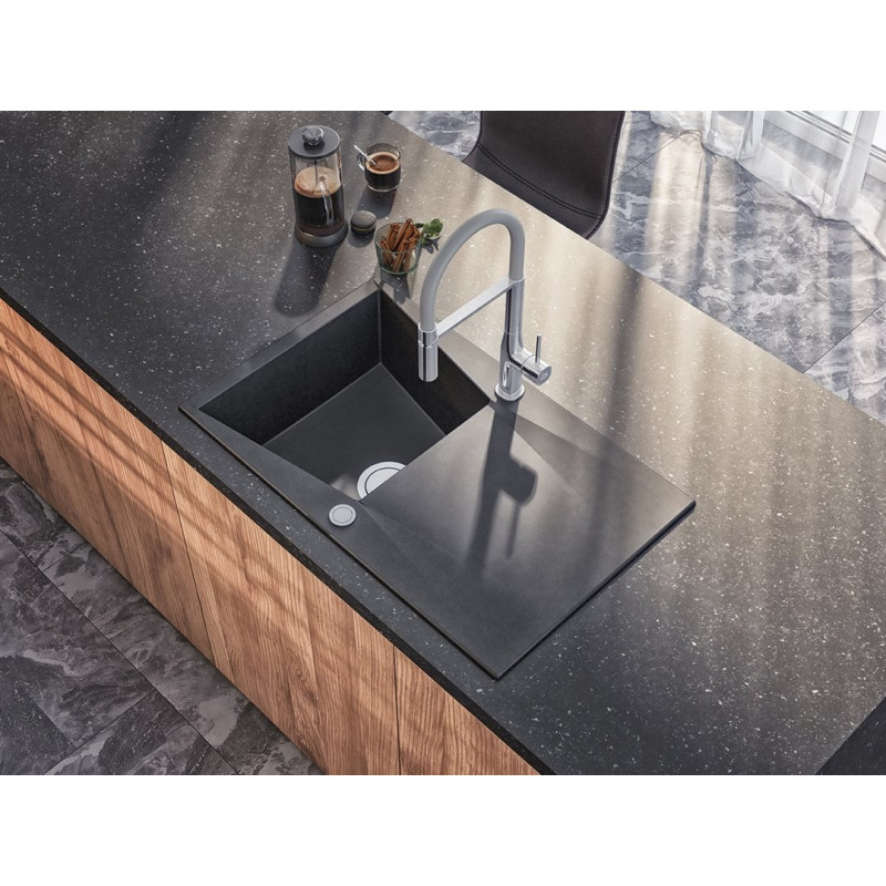 Laveo Grenada zlewozmywak granitowy czarny 480x780 1-komorowy