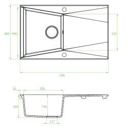 Laveo Grenada zlewozmywak granitowy beżowy 480x780 1-komorowy