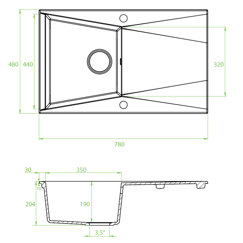 Laveo Grenada zlewozmywak granitowy beżowy 480x780 1-komorowy