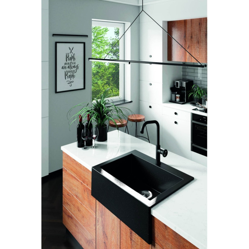 Laveo Komodo zlewozmywak granitowy czarny 490x630 1-komorowy