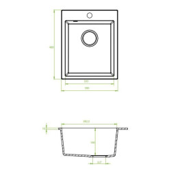 Laveo Chichi zlewozmywak granitowy beżowy 480x390 1-komorowy