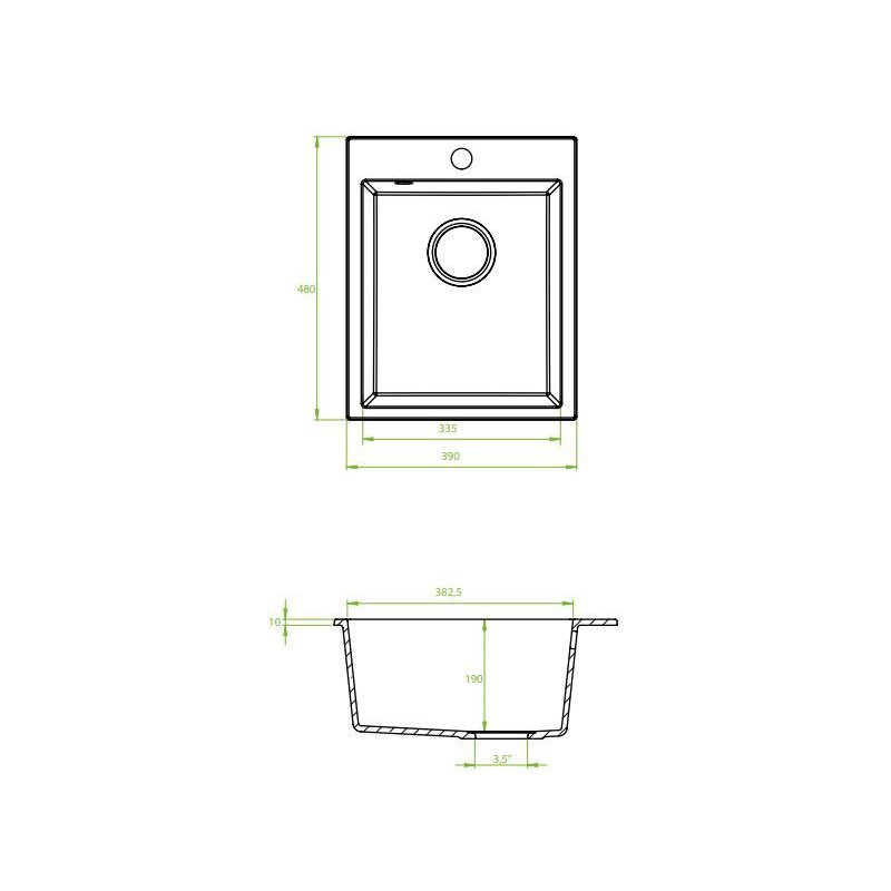 Laveo Chichi zlewozmywak granitowy szary 480x390 1-komorowy