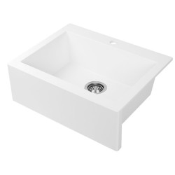 Laveo Komodo zlewozmywak granitowy biały 490x580 1-komorowy