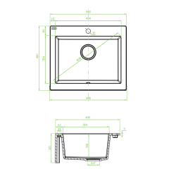 Laveo Komodo zlewozmywak granitowy biały 490x580 1-komorowy