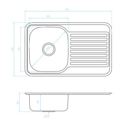 Kuchinox Faro zlewozmywak stalowy wpuszczany len 480x780 1-komorowy