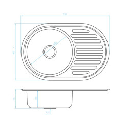 Kuchinox Faro zlewozmywak stalowy wpuszczany len 500x770 1-komorowy