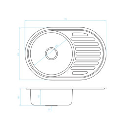Kuchinox Faro zlewozmywak stalowy wpuszczany gładki 500x770 1-komorowy