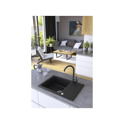 Kuchinox Celebes zlewozmywak granitowy czarny 440x650 1-komorowy