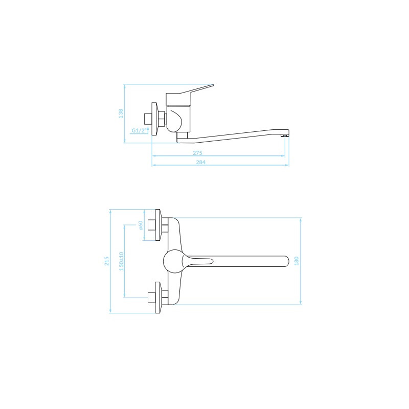 Kuchinox Tibi bateria zlewozmywakowa ścienna chrom