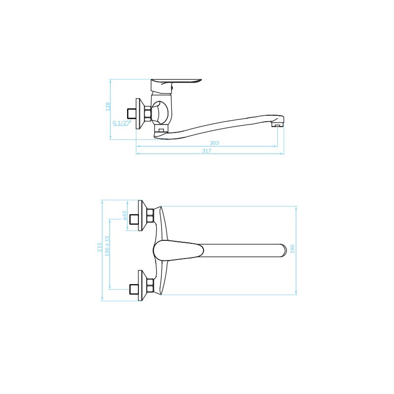 Kuchinox Cento bateria zlewozmywakowa ścienna chrom