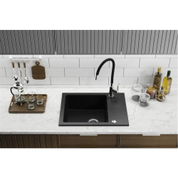 Kuchinox Shire zlewozmywak granitowy czarny 440x560 1-komorowy