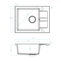 Kuchinox Shire zlewozmywak granitowy szary 440x560 1-komorowy