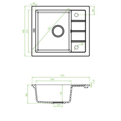 Laveo Trzynastka zlewozmywak granitowy szary 495x570 1-komorowy