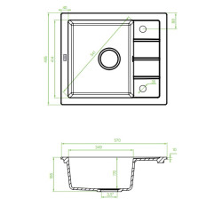 Laveo Trzynastka zlewozmywak granitowy czarny 495x570 1-komorowy