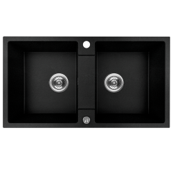 Kuchinox Rab zlewozmywak granitowy czarny 440x800 2-komorowy