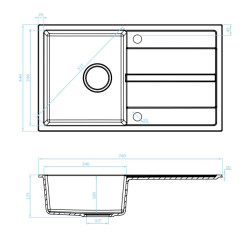 Kuchinox Viti zlewozmywak granitowy beżowy 760x440 1-komorowy