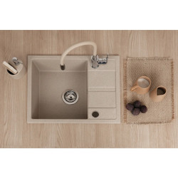 Kuchinox Viti zlewozmywak granitowy beżowy 440x560 1-komorowy