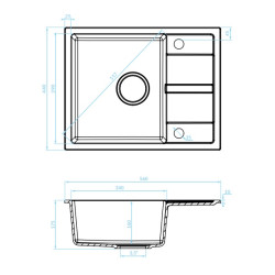Kuchinox Viti zlewozmywak granitowy szary 440x560 1-komorowy