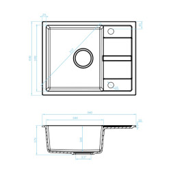 Kuchinox Viti zlewozmywak granitowy czarny 440x560 1-komorowy