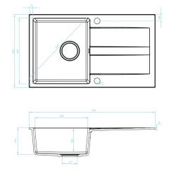 Kuchinox Laut zlewozmywak granitowy beżowy 440x760 1-komorowy