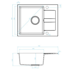 Kuchinox Laut zlewozmywak granitowy czarny 440x560 1-komorowy