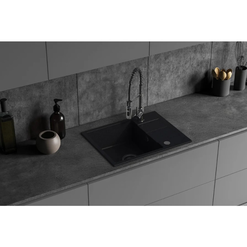 Kuchinox Laut zlewozmywak granitowy czarny 440x560 1-komorowy