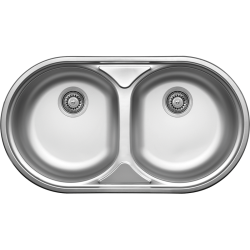 Zlewozmywak Inox 2-komorowy Premium, 780x435 mm, z syfonem