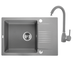 Laveo Celia zlewozmywak granitowy szary 440x650 1-komorowy