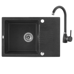 Laveo Celia zlewozmywak granitowy czarny 440x650 1-komorowy