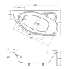 Wanna asymetryczna Besco Finezja Nova 140x95 cm prawa z syfonem